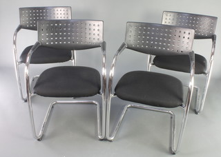 Visavis, 4 mid 20th Century Vitra Visavis chrome and plastic stacking chairs 