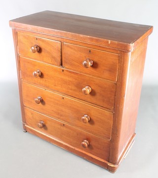 A Victorian mahogany D shaped chest of 2 short and 3 long drawers with tore handles 41 1/2"h x 38"w x 19" 