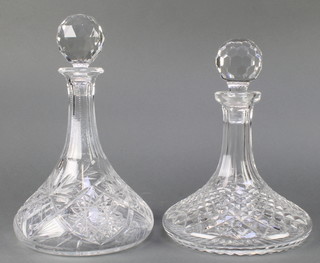 Two cut glass ships decanters and stoppers 
