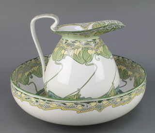 A Royal Doulton Kelmscot pattern Art Nouveau wash jug and basin 
