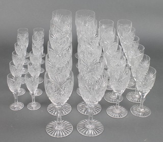 A set of table glassware comprising 12 liqueur glasses, 12 sherries and 12 wines