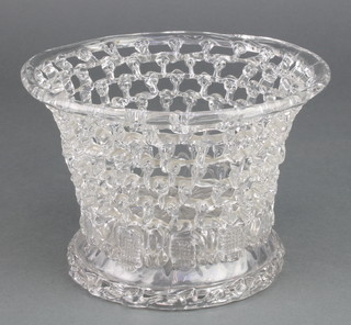 A 19th Century Liege a Traforata clear glass open work lattice bowl 4 1/2" 