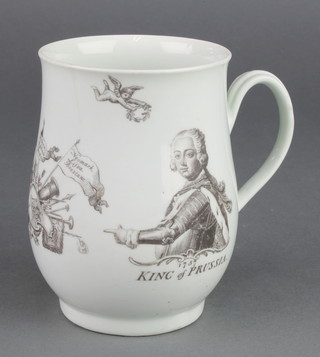 An 18th Century Worcester transfer print baluster mug - King of Prussia 1757 5" 