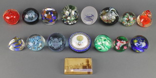 A modern multi-cane paperweight with balloon scene 3 1/2", a collection of paperweights