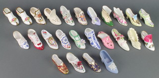 A collection of porcelain model shoes and boots including ironstone, Royal Albert etc