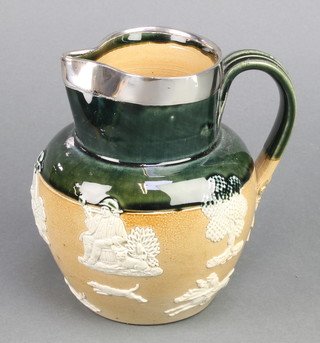 A silver mounted Doulton jug 6 1/2"