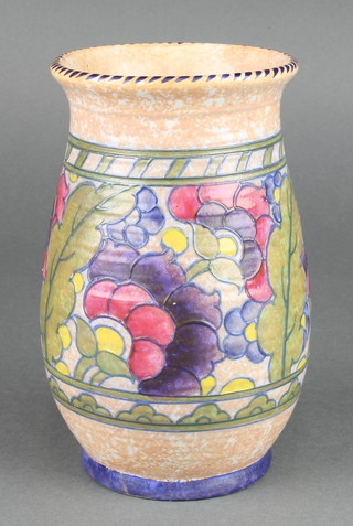 A Charlotte Rhead Crown Ducal oviform vase decorated with flowers 2801/133 7" 
