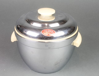 A 1950s Thermos chromium plated twin handled ice bucket, model no. 923 with simulated ivory handles 6"h 