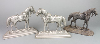 3 19th Century iron door stops in the form of standing horses