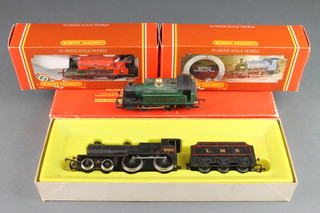 A Hornby OO gauge locomotive R450 4-4-0 Class 2P flower locomotive, boxed, an R.0 57 Caledonian 0-4-0 loco boxed, a ditto R.7790-4-0 loco Desmond boxed, a Hornby Great Western tank engine