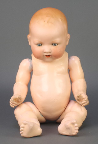 Armand Marseille, a porcelain headed doll with sleep eyes, open mouth, head incised AM Germany 1351/81 