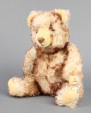 A brown mohair teddybear with articulated limbs and squeaker (f) 16" 