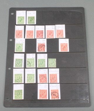 10 George V half penny stamps and 11 George V penny stamps all with faults 