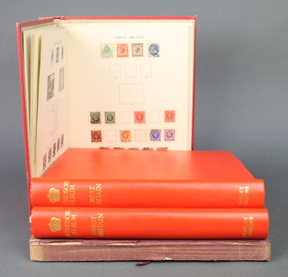 A Stanley Gibbons Windsor album of mint and used GB stamps including penny reds, 2 Stanley Gibbons albums of GB stamps Elizabeth II and a stock book of various GB stamps 