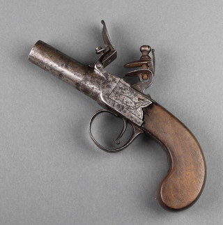 A 19th Century French flintlock pocket pistol with 4" barrel 