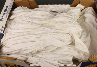 5 19th Century cotton christening gowns etc, some staining 
