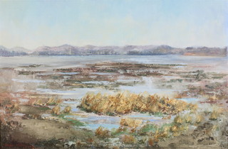Imee Wilson, 20th Century oil on board, signed "The Tide Out at Exmouth Estuary" 15 1/2" x 23 1/2" 