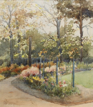 A D Craig, watercolour, signed, study of a country garden 7 1/2" x 7 1/2" 