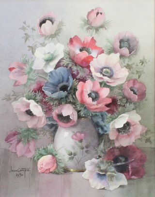 Jack Carter 1990, watercolour, signed and dated, still life study of anemones 12" x 9 1/2" 