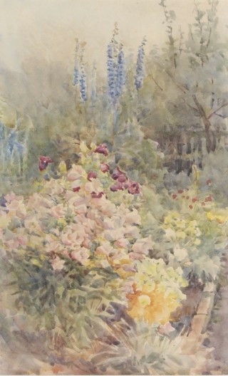 20th Century watercolour, unsigned, a Spring garden 10 1/2" x 6 1/2" 