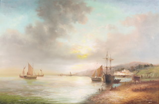 Wheeler, oil on canvas, signed, "Sidmouth Harbour" 23" x 36" 