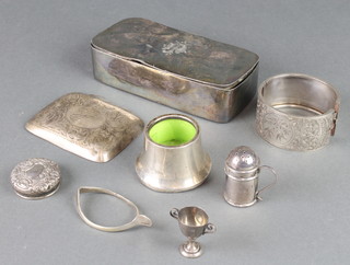 A silver bangle and minor items 