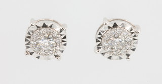 A pair of 18ct white gold diamond cluster ear studs approx. 0.34ct 