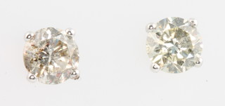 A pair of 14ct white gold ear studs approx 1.25ct 