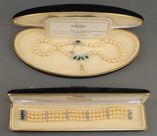 A paste and imitation pearl necklace and a ditto bracelet