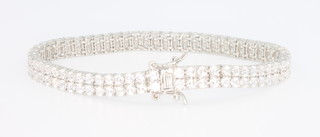 A silver cubic zirconia double line bracelet 