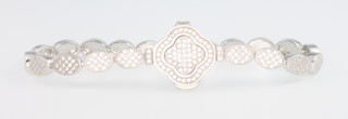 A silver and cubic zirconia bracelet with fancy clasp 
