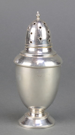 A silver shaker of plain form Birmingham 1937 5 3/4", 86 grams