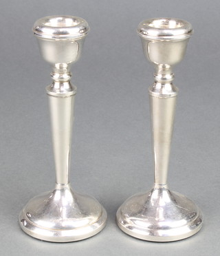 A pair of silver tapered candlesticks 5 1/2" Birmingham 1978