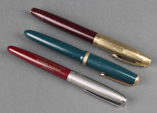 A burgundy Parker fountain pen the body inscribed used by HM Queen Elizabeth II, Princess Margaret Hospital 28 Feb 1966 and 2 other fountain pens