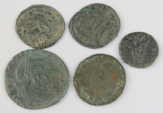 Five Roman bronze coins