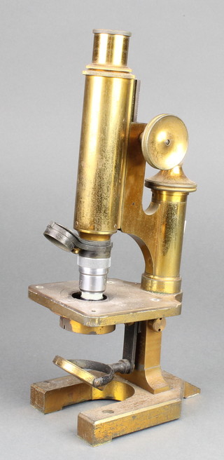 R & J Beck Ltd. London, a brass single pillar students microscope marked 29485 