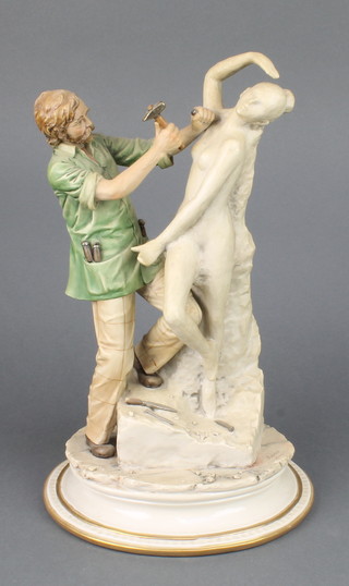 A Capodimonte figure of a sculptor 12" 