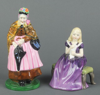 A Royal Doulton figure - Affection HN2236 5" together with a Crown Staffordshire figure of an elderly lady 6" 