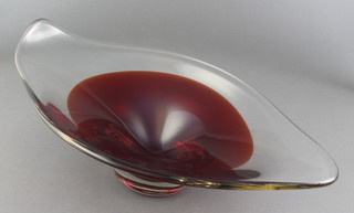 A Studio red glass dish 13 1/2" 