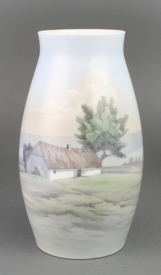 A B & G oviform vase decorated with a highland landscape 9" 