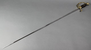 A 19th Century Solingen German court sword with 31" blade, horn grip and gilt knuckle guard  