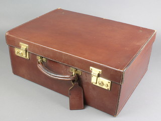 Swaine Adeney, a brown leather case with gilt metal mounts 7" x 18" x 13"