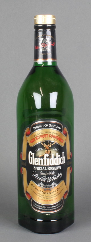 A litre bottle of Glenfiddich Special Reserve malt whisky 