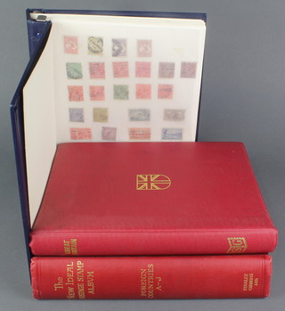 A Stanley Gibbons Devon album of used Colonial stamps - Australia, Barbados, Canada, India, Jamaica, New Zealand, Southern Rhodesia, a New Ideal stamp album of used World stamps - Austria, Belgium, Brazil, Costa Rica, Denmark, France, Germany, Hungary, Japan together with an album of mint GB stamps 