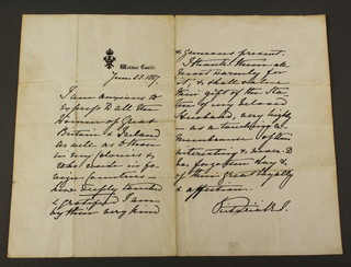 Of Royal interest, Queen Victoria a facsimile letter on Windsor Castle headed note paper dated  June 22 1897 9 1/2" x 10" 