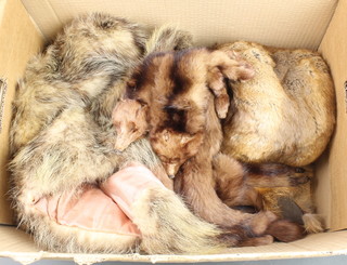 2 mink muffs, a fur cape and various mink stoles and fur trimming