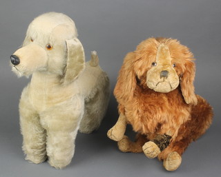A Chiltern figure of a standing poodle 8" and a brown figure of a standing dog 10" (leg bandaged) 