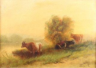 W Smith, oils on panels, signed, a pair, study of cattle beside a river 9 1/2" x 13 1/2" 
