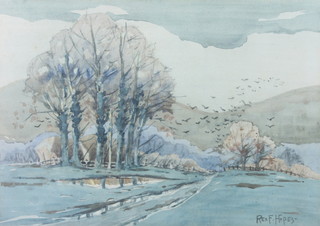 Rex F Hopes, watercolour, Irish Autumnal landscape 10" x 14"