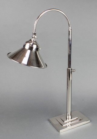 A plated table lamp with rectangular base 